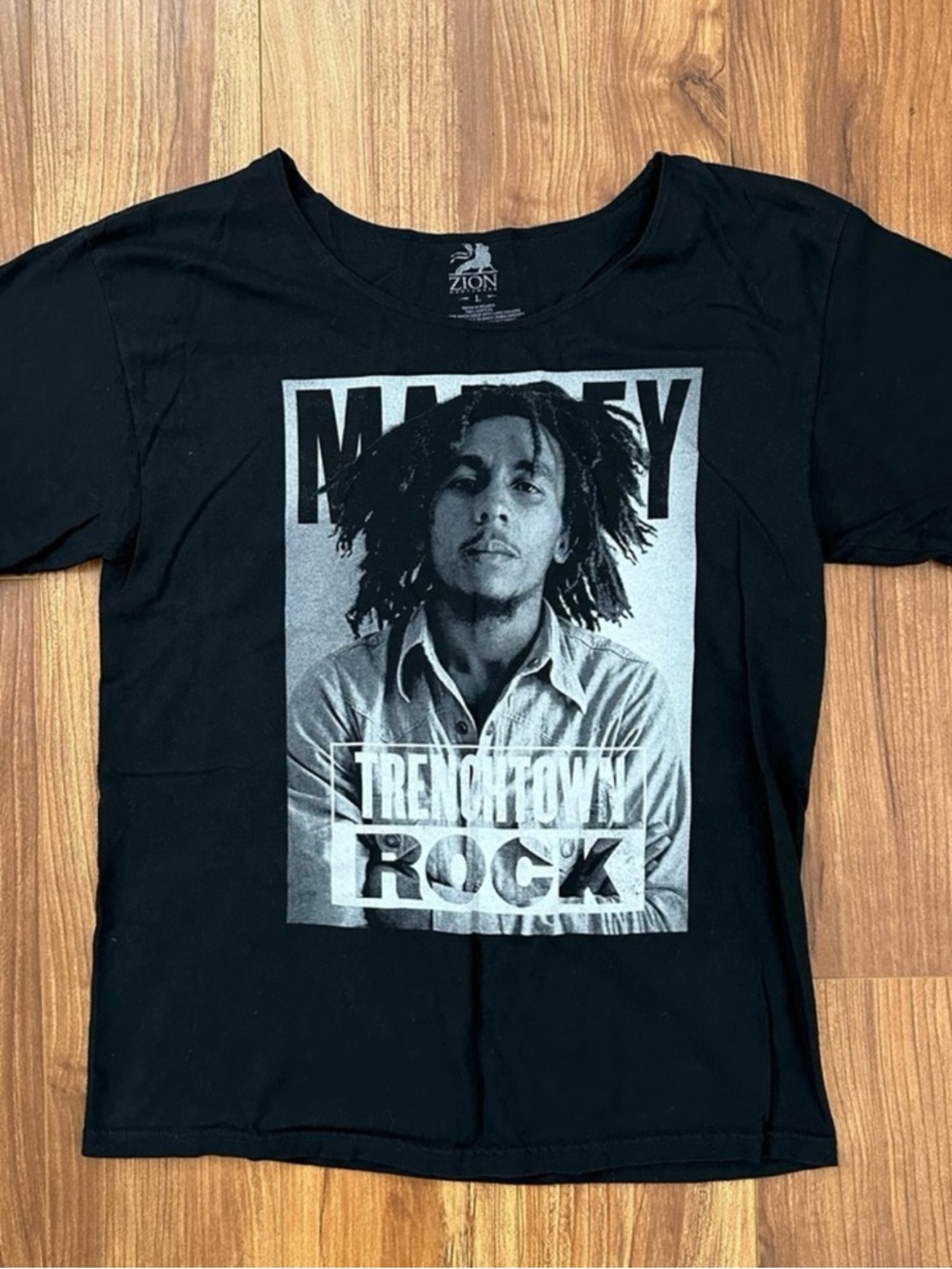 Zion Rootswear Black Graphic Marley Rock Tee
